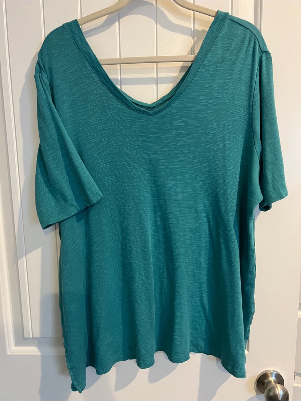 J. Jill Teal V-Neck Short Sleeve Top